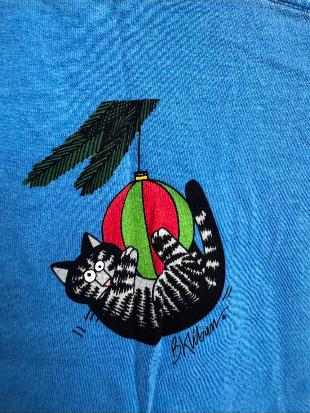 NEW NWT XXL Blue 'Meowie Christmas' B. Kliban Hawaii Crazy Shirts Tee - Picture 9 of 10